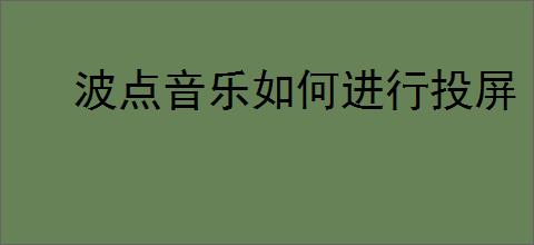 波点音乐如何进行投屏