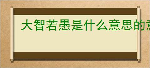 大智若愚是什么意思的意思