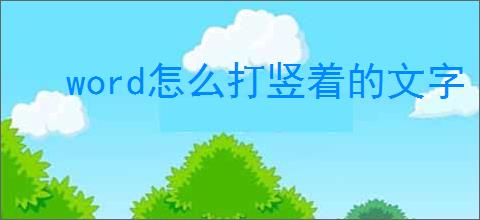 word怎么打竖着的文字