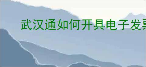 武汉通如何开具电子发票