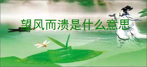 望风而溃是什么意思