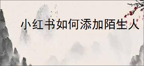 小红书如何添加陌生人