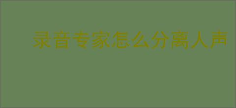 录音专家怎么分离人声