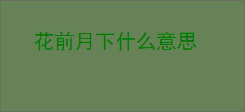 花前月下什么意思