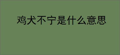 鸡犬不宁是什么意思
